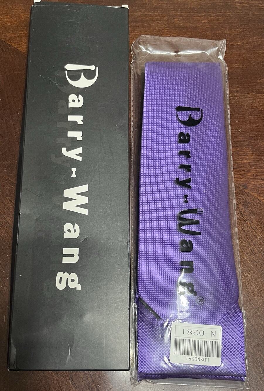 Mens Barry-Wang Solid Purple Silk Necktie Handkerchief Cufflinks Set New!
